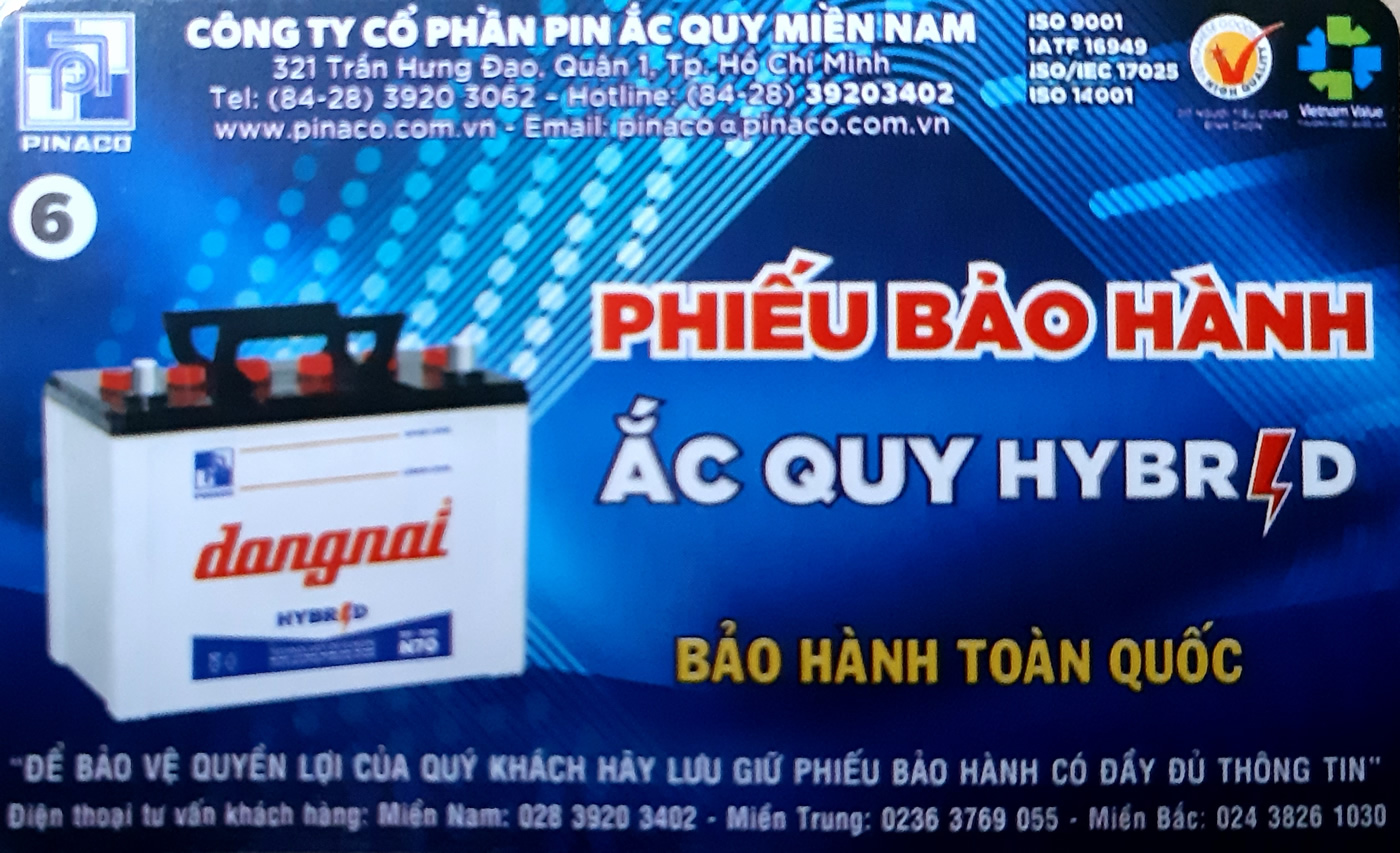 Phiếu bảo hành bình ắc quy đồng nai