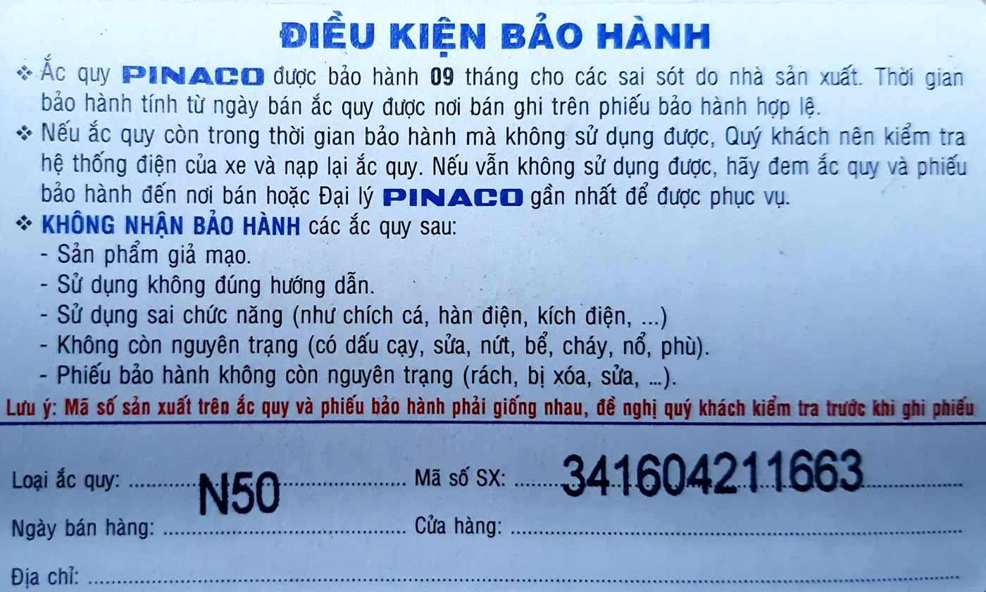 Phiếu bảo hành ắc quy đồng nai